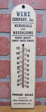 Load image into Gallery viewer, WENZ Co MEMORIALS MAUSOLEUMS ALLENTOWN PA Old Wood Advertising Thermometer Sign