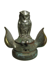 Load image into Gallery viewer, Art Deco Winged Hood Emblem Radiator Cap Flip Top Owl Topper Boyce Moto-Meter Chevrolet Auto Truck Hot Rod Rat Rod