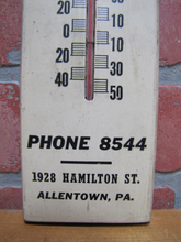 Load image into Gallery viewer, WENZ Co MEMORIALS MAUSOLEUMS ALLENTOWN PA Old Wood Advertising Thermometer Sign