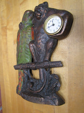 Load image into Gallery viewer, POLLY WANTS CHERRY DRIPS A BAUER & Co CHICAGO Antique Advertising Clock Sign Cast Iron Multi Color Paint Design Pat Apld For RHTF