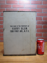 Load image into Gallery viewer, NATURAL BLOOM CIGARS Antique Cigar Store Display Case Tin Litho Sign PROPERTY OF HARRY BLUM NYC FELDHUHN DISPLAY CASE Co NYC