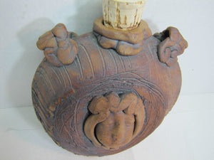 Folk Art Face Jug Canteen Decorative Arts Pottery Unusual Artwork