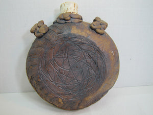 Folk Art Face Jug Canteen Decorative Arts Pottery Unusual Artwork