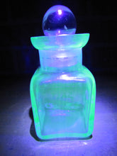 Load image into Gallery viewer, BATH SALT Manganese Blue Decorative Arts Bottle Jar Glows UV365 Uranium Glow
