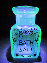 Load image into Gallery viewer, BATH SALT Manganese Blue Decorative Arts Bottle Jar Glows UV365 Uranium Glow
