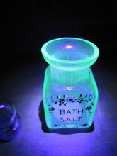 Load image into Gallery viewer, BATH SALT Manganese Blue Decorative Arts Bottle Jar Glows UV365 Uranium Glow
