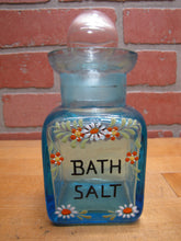 Load image into Gallery viewer, BATH SALT Manganese Blue Decorative Arts Bottle Jar Glows UV365 Uranium Glow
