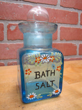 Load image into Gallery viewer, BATH SALT Manganese Blue Decorative Arts Bottle Jar Glows UV365 Uranium Glow
