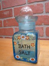 Load image into Gallery viewer, BATH SALT Manganese Blue Decorative Arts Bottle Jar Glows UV365 Uranium Glow
