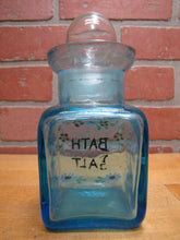 Load image into Gallery viewer, BATH SALT Manganese Blue Decorative Arts Bottle Jar Glows UV365 Uranium Glow
