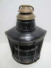 Load image into Gallery viewer, R W PROCTER 32 OLD SLIP NY Pat 1876 Ship Boat Lantern Lamp Blue Ribbed Glass
