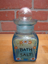 Load image into Gallery viewer, BATH SALT Manganese Blue Decorative Arts Bottle Jar Glows UV365 Uranium Glow
