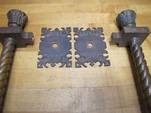Antique Pair Bronze Decorative Art Gothic Door Handle Pulls Archictural Hardware