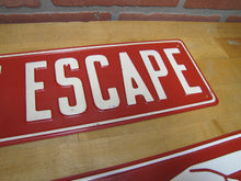 Load image into Gallery viewer, FIRE ESCAPE HAND POINTING FINGER 2 Old Embossed Steel Safety Advertising Signs Left &amp; Right
