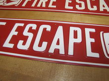 Load image into Gallery viewer, FIRE ESCAPE HAND POINTING FINGER 2 Old Embossed Steel Safety Advertising Signs Left &amp; Right
