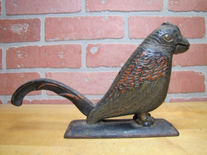 PARROT Antique Cast Iron Decorative Arts Figural Bird Nut Cracker Display Art