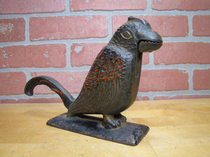 PARROT Antique Cast Iron Decorative Arts Figural Bird Nut Cracker Display Art