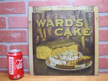 Load image into Gallery viewer, 1920s WARD'S CAKE Sign Store Display Cake Box Tin Metal Panel Advertising
