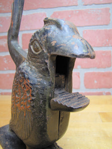 PARROT Antique Cast Iron Decorative Arts Figural Bird Nut Cracker Display Art