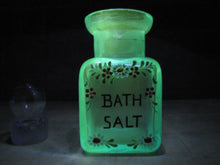 Load image into Gallery viewer, BATH SALT Manganese Blue Decorative Arts Bottle Jar Glows UV365 Uranium Glow
