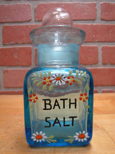 Load image into Gallery viewer, BATH SALT Manganese Blue Decorative Arts Bottle Jar Glows UV365 Uranium Glow
