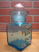 Load image into Gallery viewer, BATH SALT Manganese Blue Decorative Arts Bottle Jar Glows UV365 Uranium Glow
