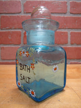 Load image into Gallery viewer, BATH SALT Manganese Blue Decorative Arts Bottle Jar Glows UV365 Uranium Glow
