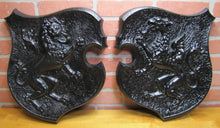 Load image into Gallery viewer, Griffin &amp; Lion Old Cast Iron Decorative Arts Plaques Signs Art High Relief
