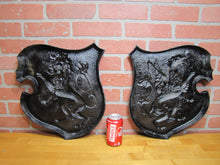 Load image into Gallery viewer, Griffin &amp; Lion Old Cast Iron Decorative Arts Plaques Signs Art High Relief
