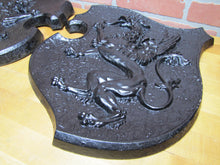 Load image into Gallery viewer, Griffin &amp; Lion Old Cast Iron Decorative Arts Plaques Signs Art High Relief
