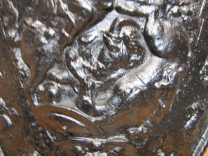Warriors Fighting Shield Beast Old Cast Iron Decorative Arts Plaque High Relief