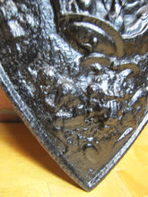 Load image into Gallery viewer, Warriors Fighting Shield Beast Old Cast Iron Decorative Arts Plaque High Relief

