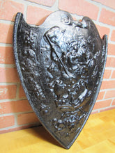 Load image into Gallery viewer, Warriors Fighting Shield Beast Old Cast Iron Decorative Arts Plaque High Relief
