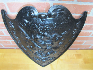 Warriors Fighting Shield Beast Old Cast Iron Decorative Arts Plaque High Relief
