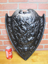 Load image into Gallery viewer, Warriors Fighting Shield Beast Old Cast Iron Decorative Arts Plaque High Relief
