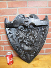 Load image into Gallery viewer, Warriors Fighting Shield Beast Old Cast Iron Decorative Arts Plaque High Relief
