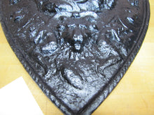 Load image into Gallery viewer, Warriors Fighting Shield Beast Old Cast Iron Decorative Arts Plaque High Relief
