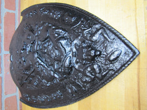 Warriors Fighting Shield Beast Old Cast Iron Decorative Arts Plaque High Relief