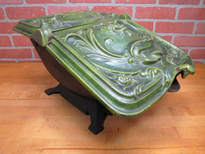Dragon Serpent Antique Victorian Coal Scuttle Bin Cast Iron Porcelain Enamel