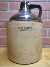 Load image into Gallery viewer, E L KERNS TRENTON NJ Antique Stoneware Pottery Jug Liquor Soda Merchant Store Ad
