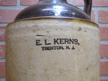 Load image into Gallery viewer, E L KERNS TRENTON NJ Antique Stoneware Pottery Jug Liquor Soda Merchant Store Ad
