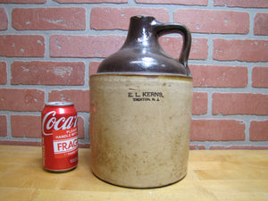 E L KERNS TRENTON NJ Antique Stoneware Pottery Jug Liquor Soda Merchant Store Ad