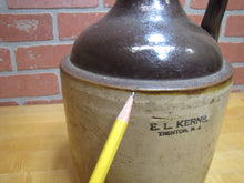 Load image into Gallery viewer, E L KERNS TRENTON NJ Antique Stoneware Pottery Jug Liquor Soda Merchant Store Ad
