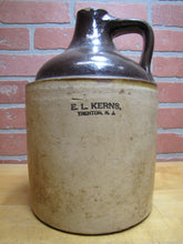 Load image into Gallery viewer, E L KERNS TRENTON NJ Antique Stoneware Pottery Jug Liquor Soda Merchant Store Ad
