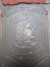 Load image into Gallery viewer, CAYUGA COUNTY NATIONAL BANK AUBURN NEW YORK Antique Brass Ad Sign Printers Plate
