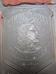 CAYUGA COUNTY NATIONAL BANK AUBURN NEW YORK Antique Brass Ad Sign Printers Plate