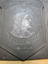 Load image into Gallery viewer, CAYUGA COUNTY NATIONAL BANK AUBURN NEW YORK Antique Brass Ad Sign Printers Plate
