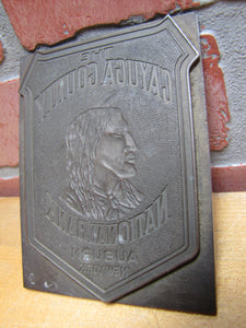 CAYUGA COUNTY NATIONAL BANK AUBURN NEW YORK Antique Brass Ad Sign Printers Plate