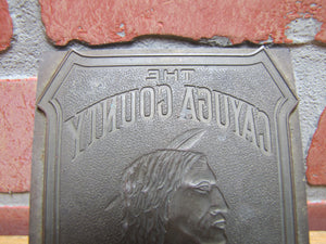 CAYUGA COUNTY NATIONAL BANK AUBURN NEW YORK Antique Brass Ad Sign Printers Plate