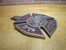 Load image into Gallery viewer, PALISADES PARK F D FIRE DEPARTMENT Plate Topper Badge Sign Embossed Metal Ornate
